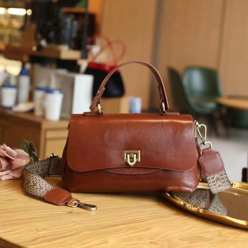 Genuine Leather Small Flap Shoulder Bag Crossbody