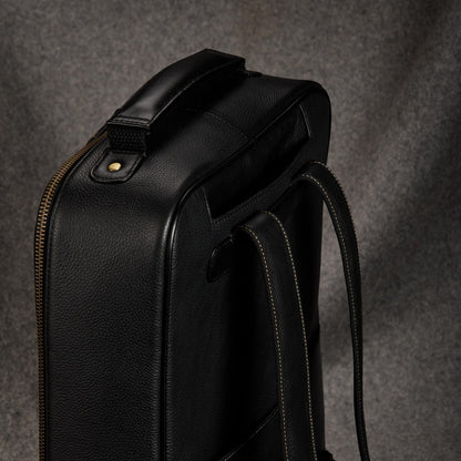 Exotic Real Black Leather Backpack
