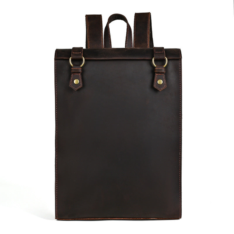 Vintage Crazy Horse Leather Backpack Men Women
