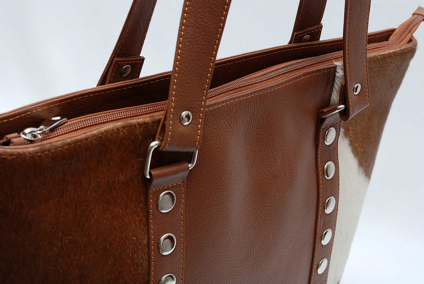 Brown White Cowhide Shoulder Purse