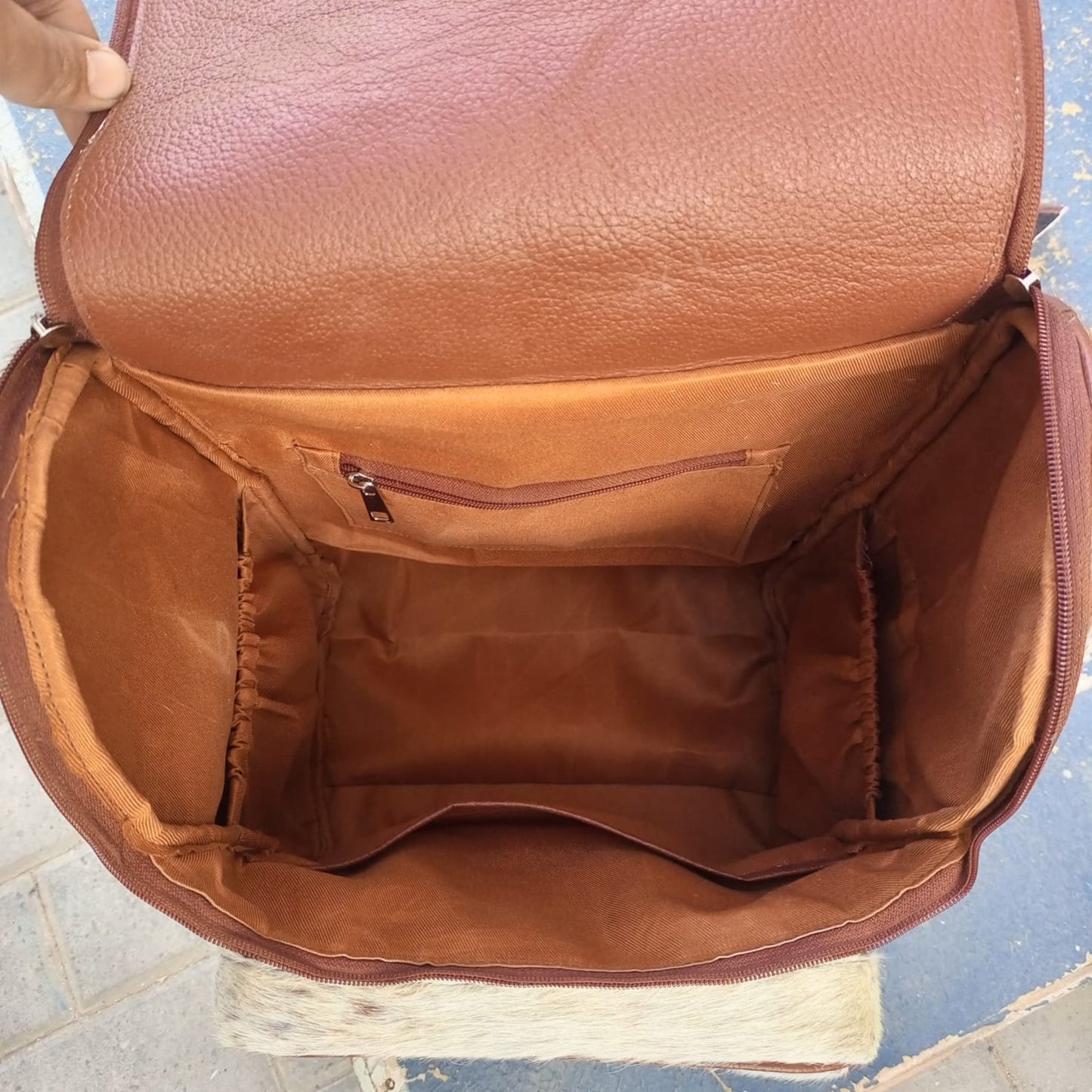 Natural cowhide diaper backpack