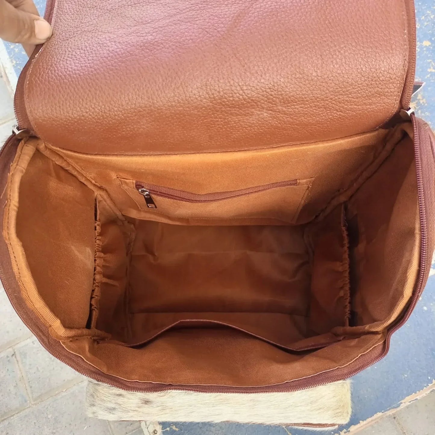 Natural cowhide diaper backpack