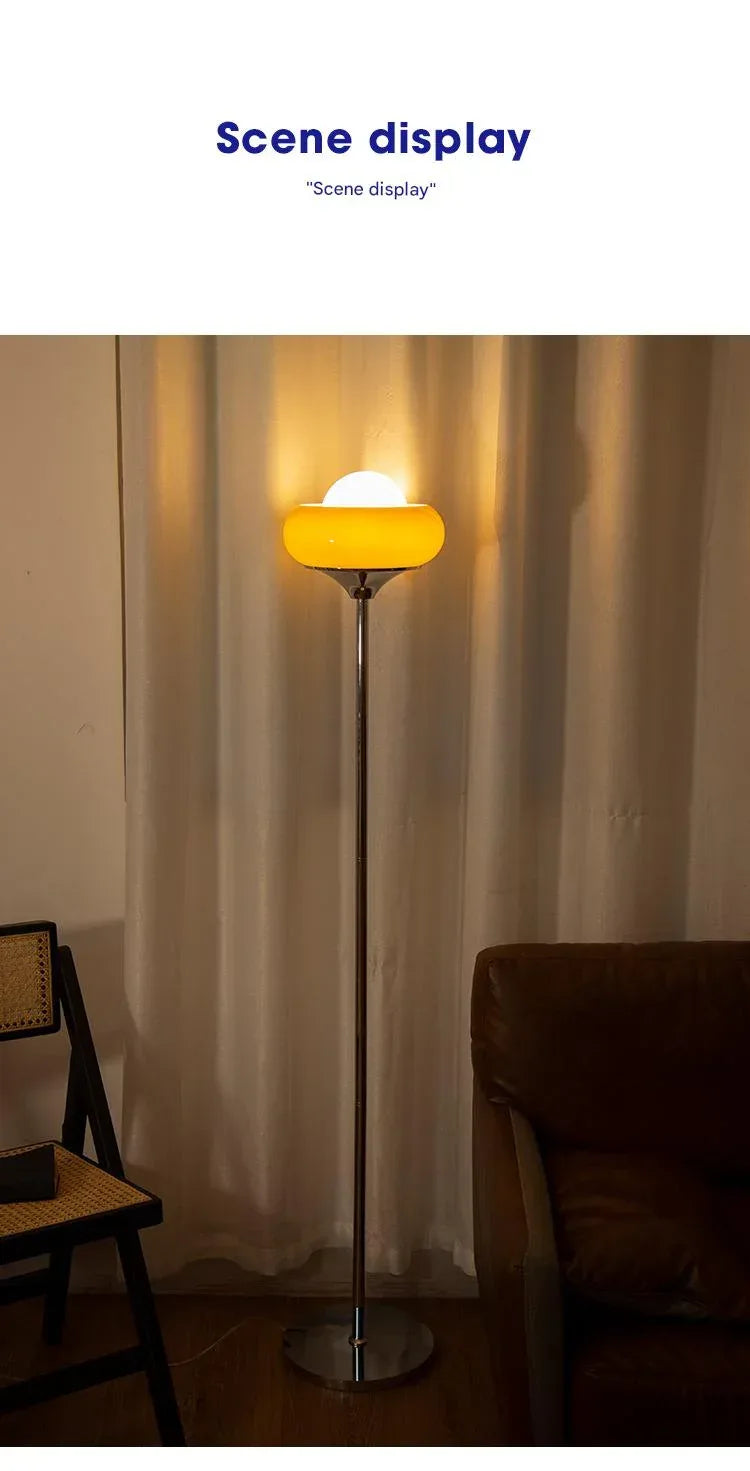 Retro Glass Floor Lamp Vintage Egg Tart Jade Shade