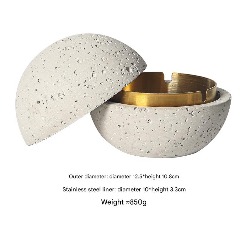 Nordic Design Volcanic Stone Spherical Cement Ashtray Home & Hotel