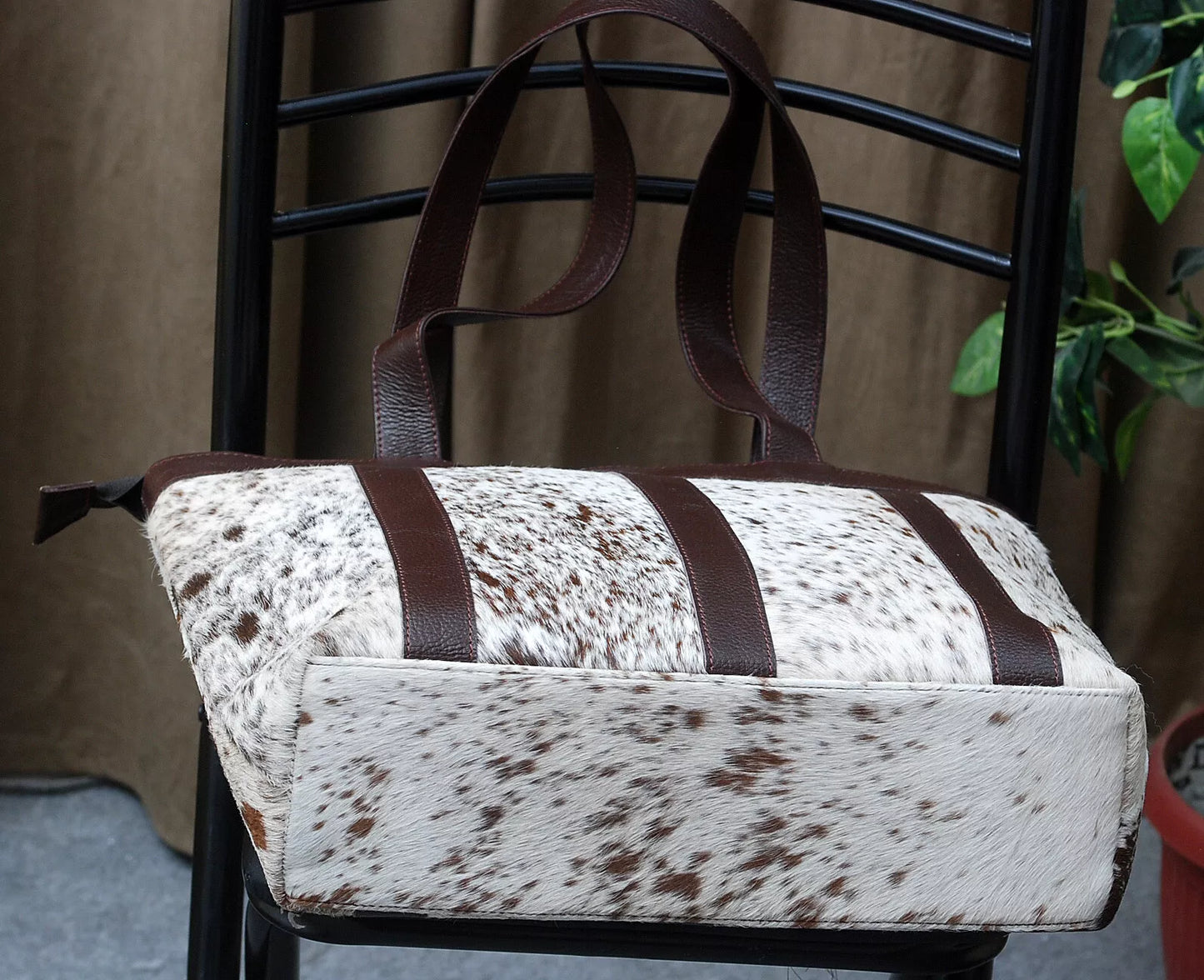 Western Cowhide Tote Purse Large Speckled