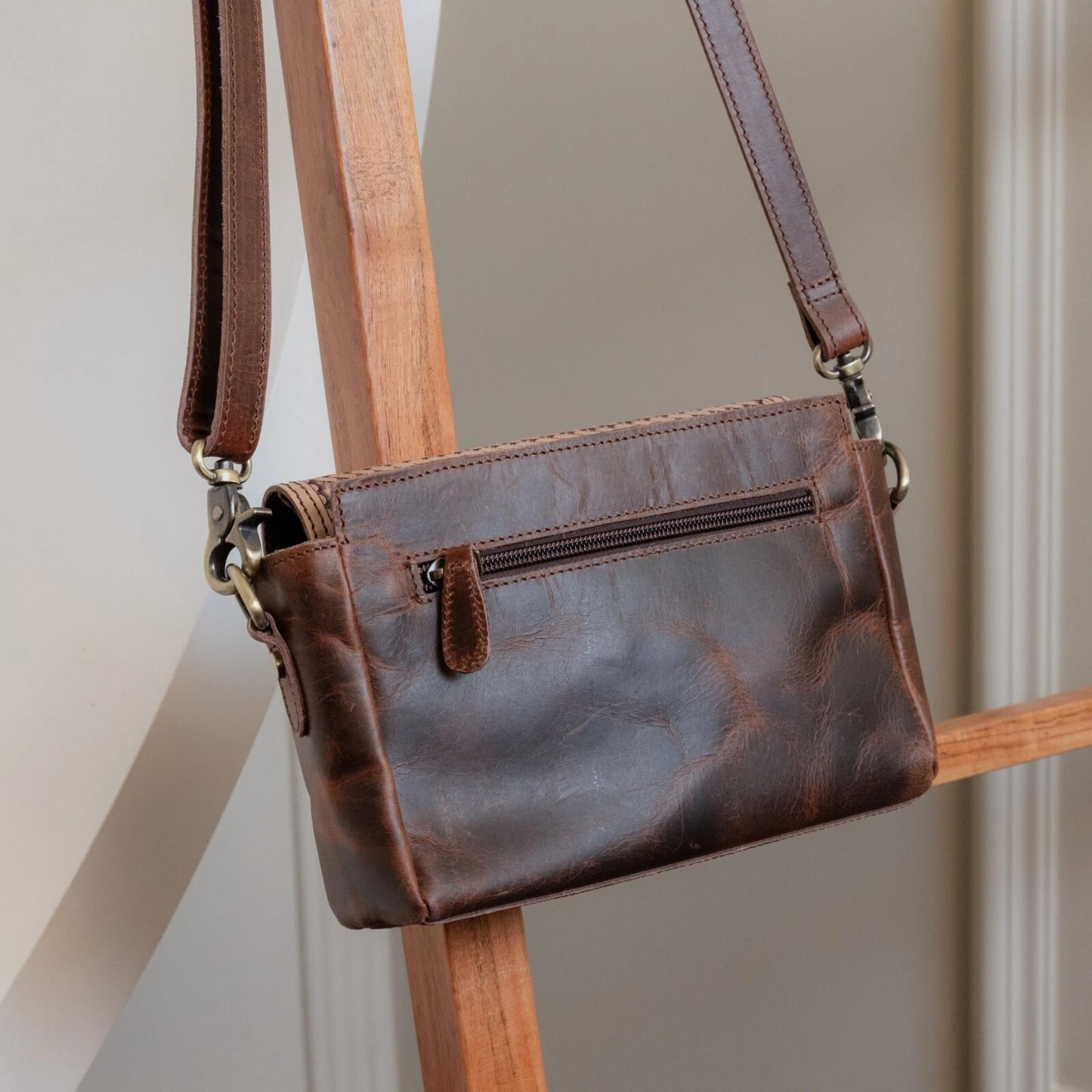 Small Hand Tooled Leather Bag with Western Floral Carving
