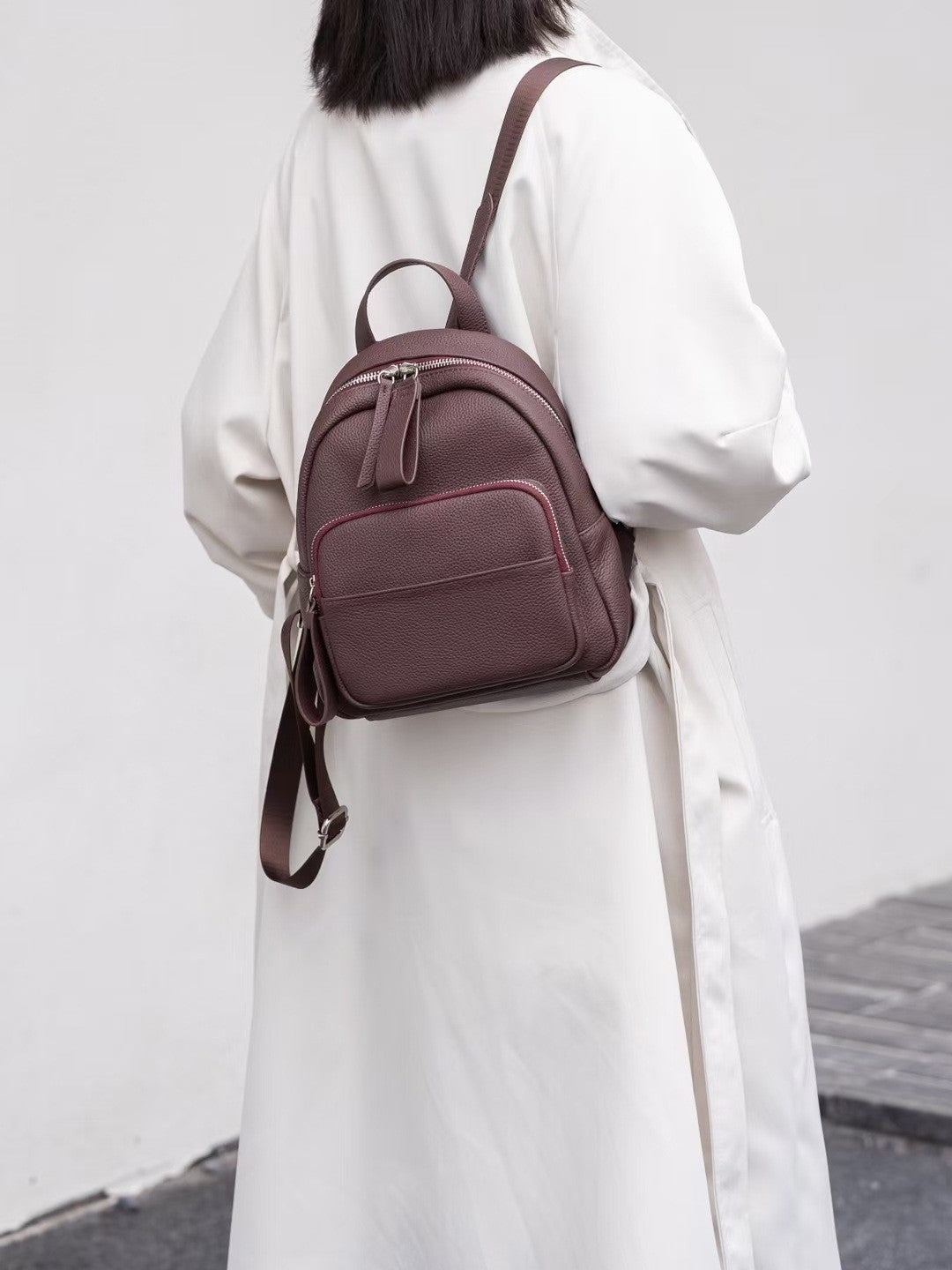 small leather backpack purse for women