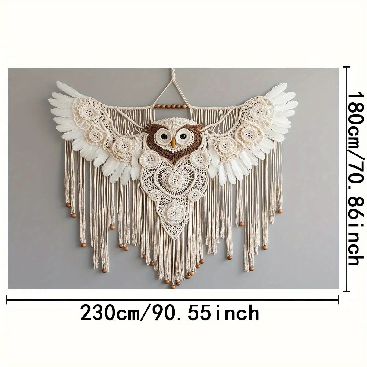 Bohemian Hand-Woven Owl Tapestry Macrame Wall Art