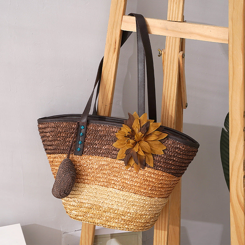 Summer Straw Large Shoulder Purse