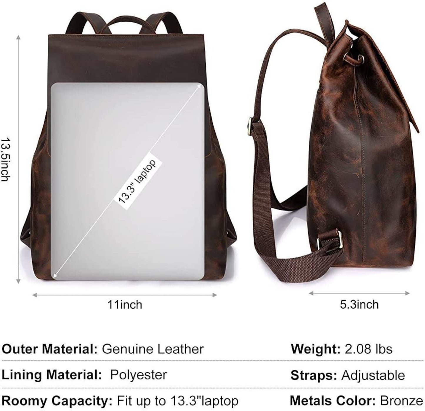 Handmade Leather Backpack Women