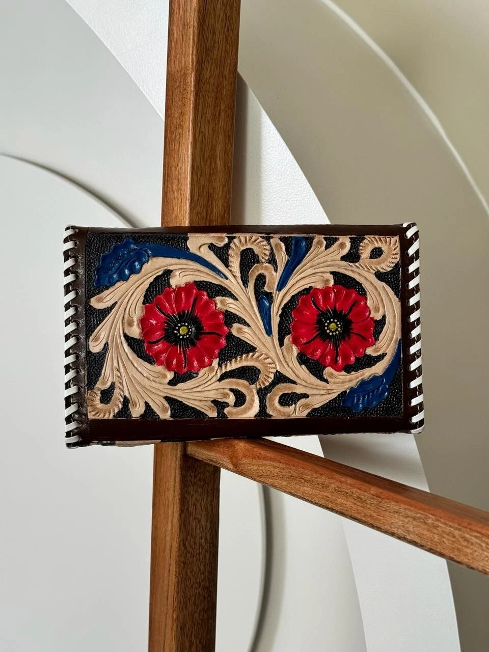Hand Tooled Embossed Leather Cowgirl Clutch