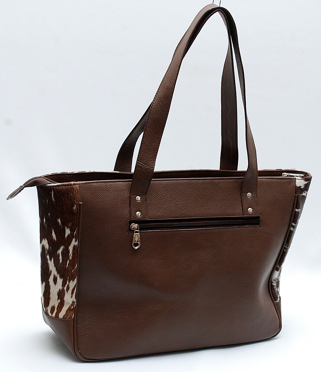 Dark Brown White Cow Fur Shoulder Bag
