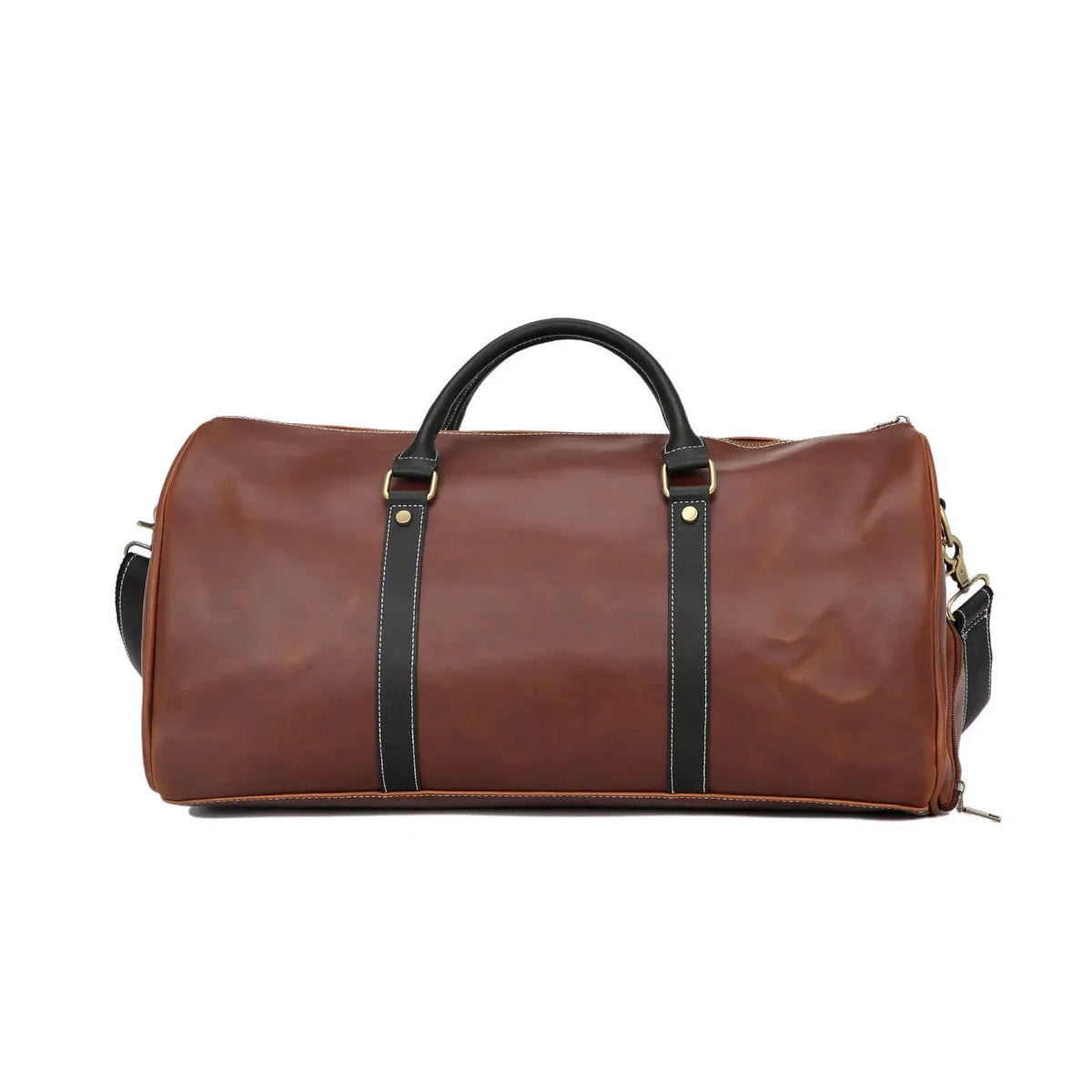 Men’s Brown Leather Duffle Bag with Shoe Compartment
