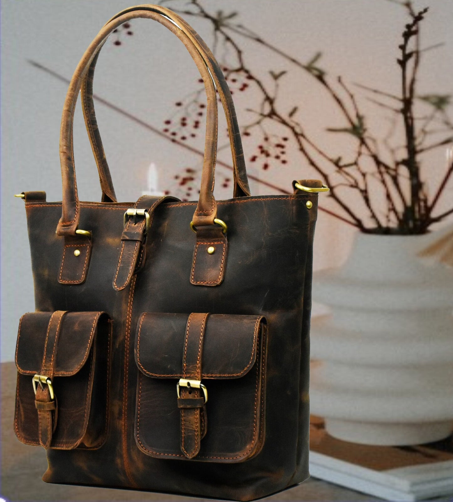 ladies leather tote bags