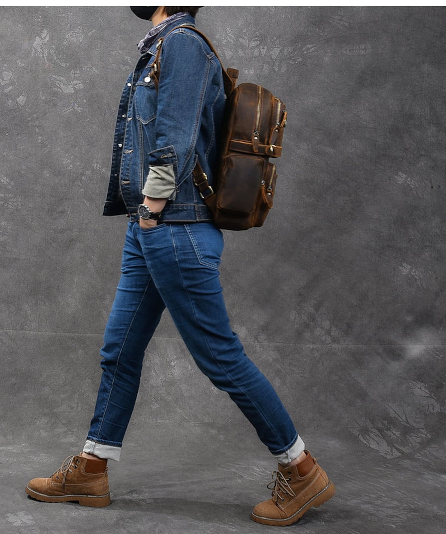 Chestnut Cowhide Leather Backpack