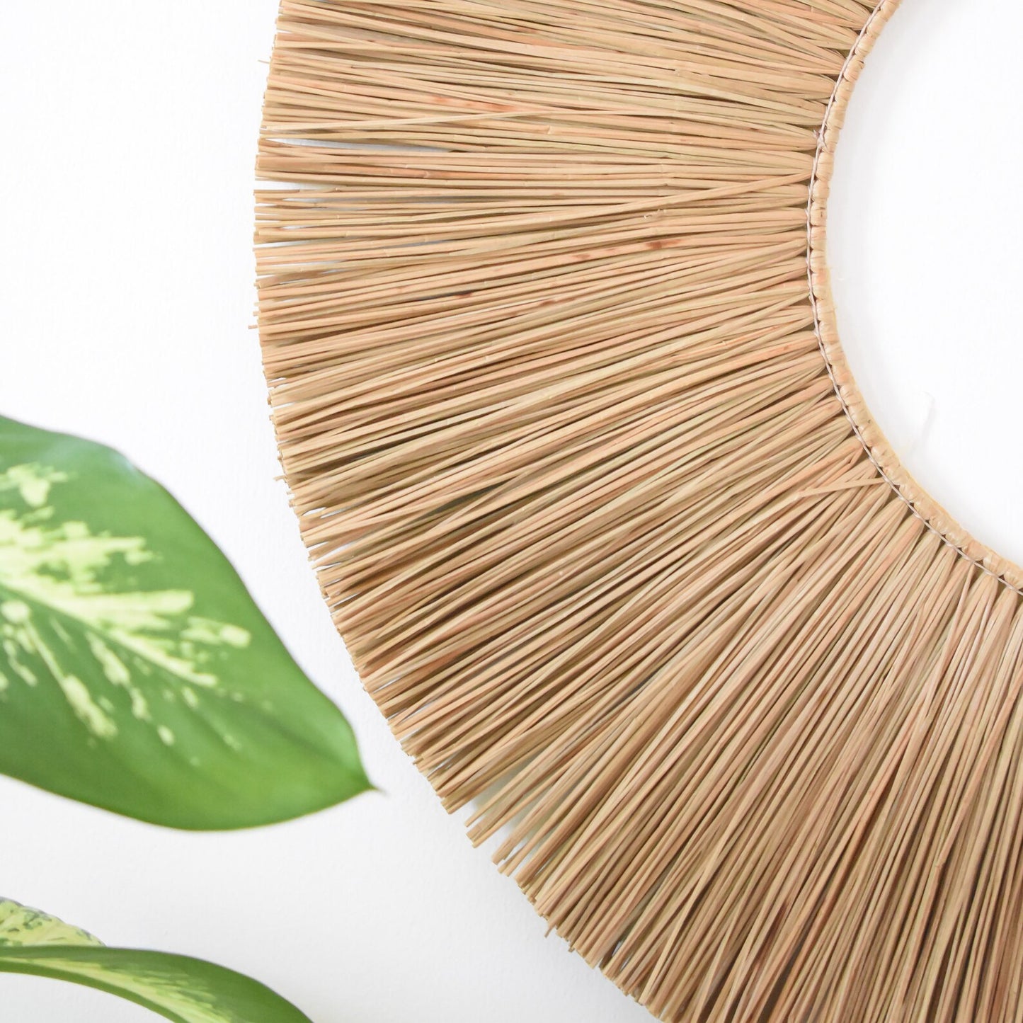 Accent Raffia Seagrass Round Mirror Frame