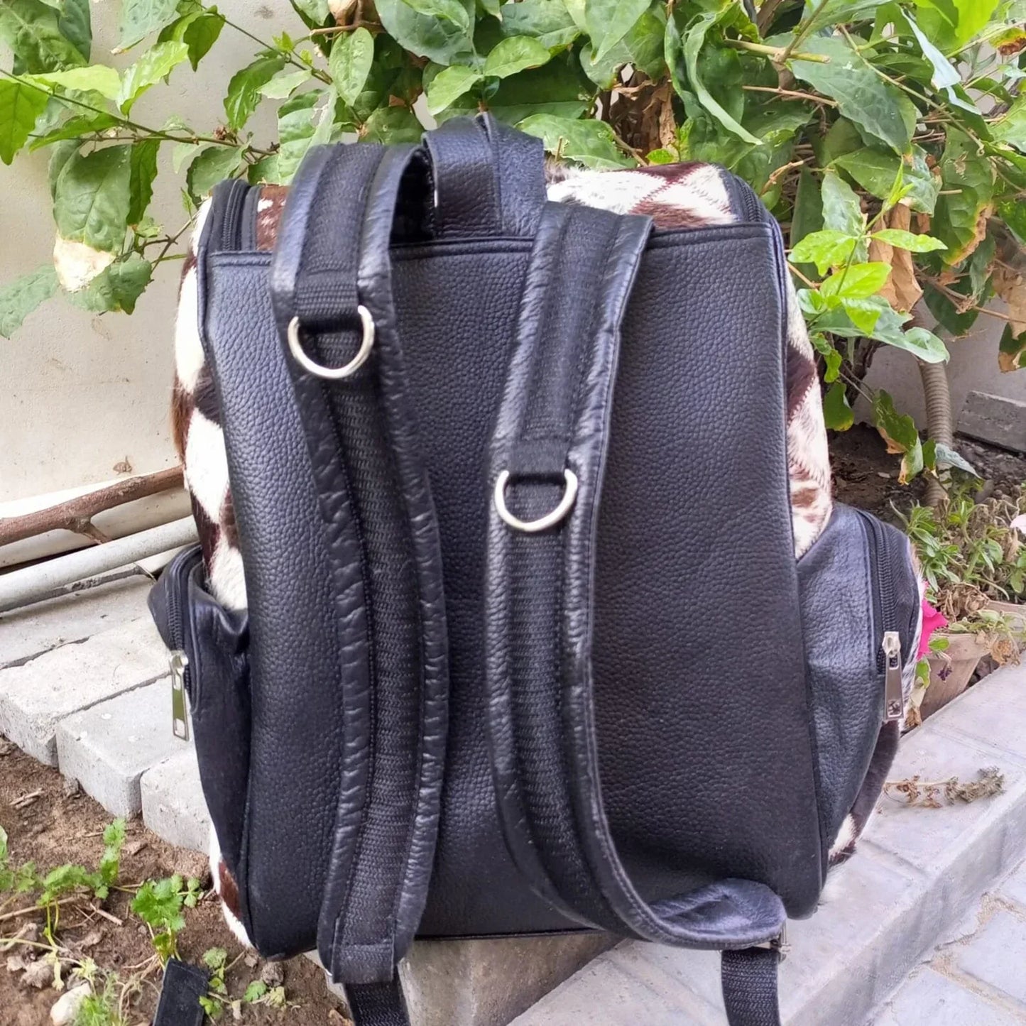 Natural Cowhide Patchwork Backpack