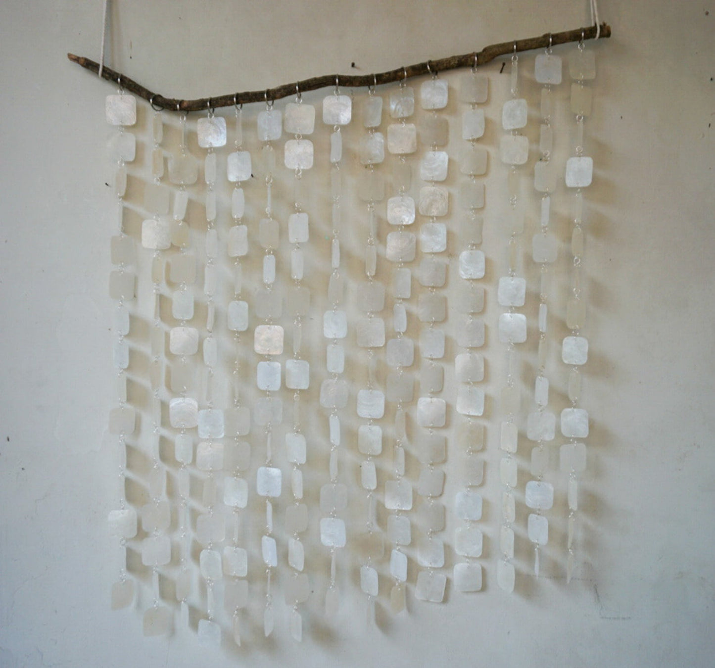 Square White capiz shell wall hanging