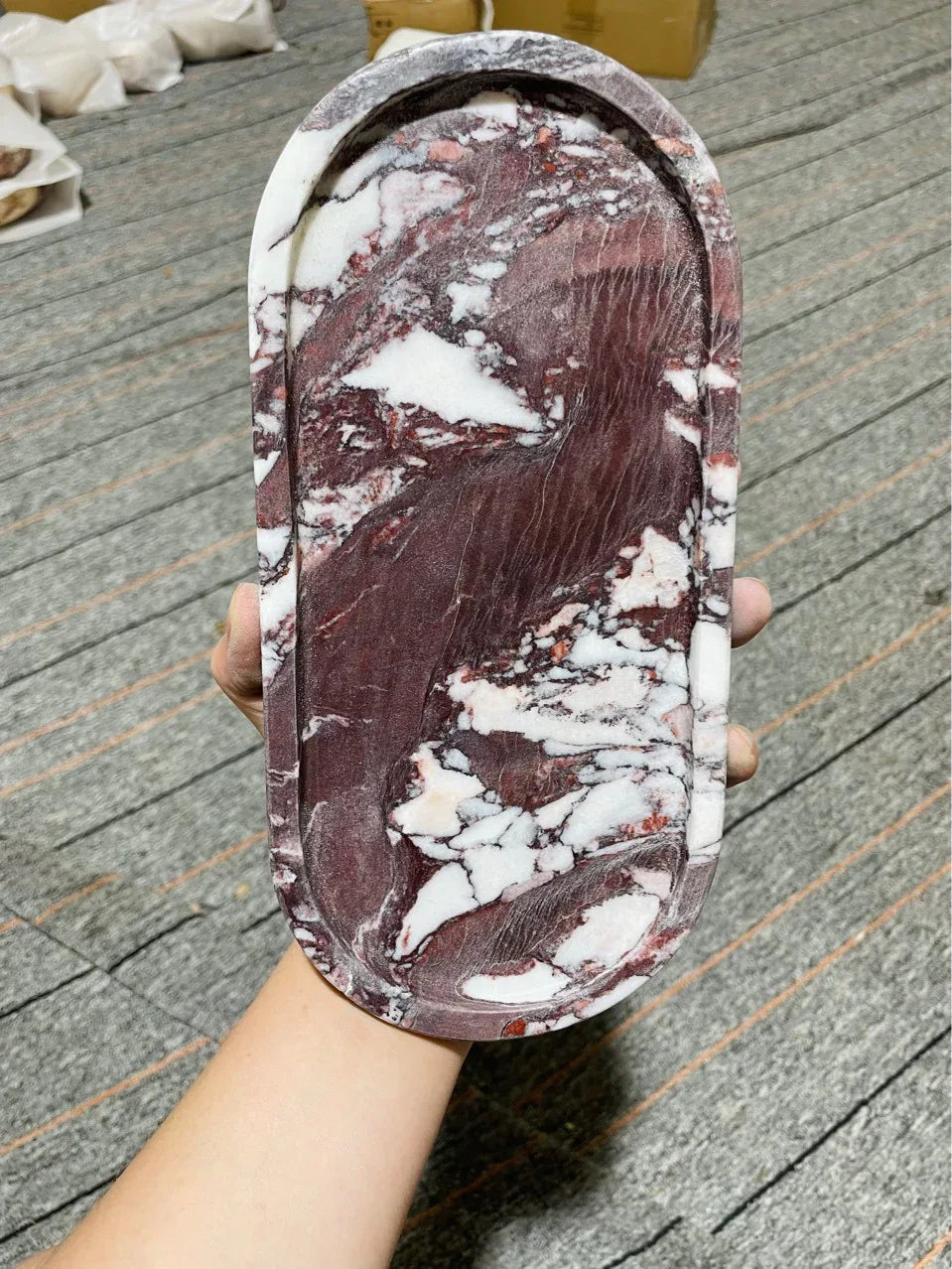 Natural Marble Oval Tray Vanity Organizer & Decorative