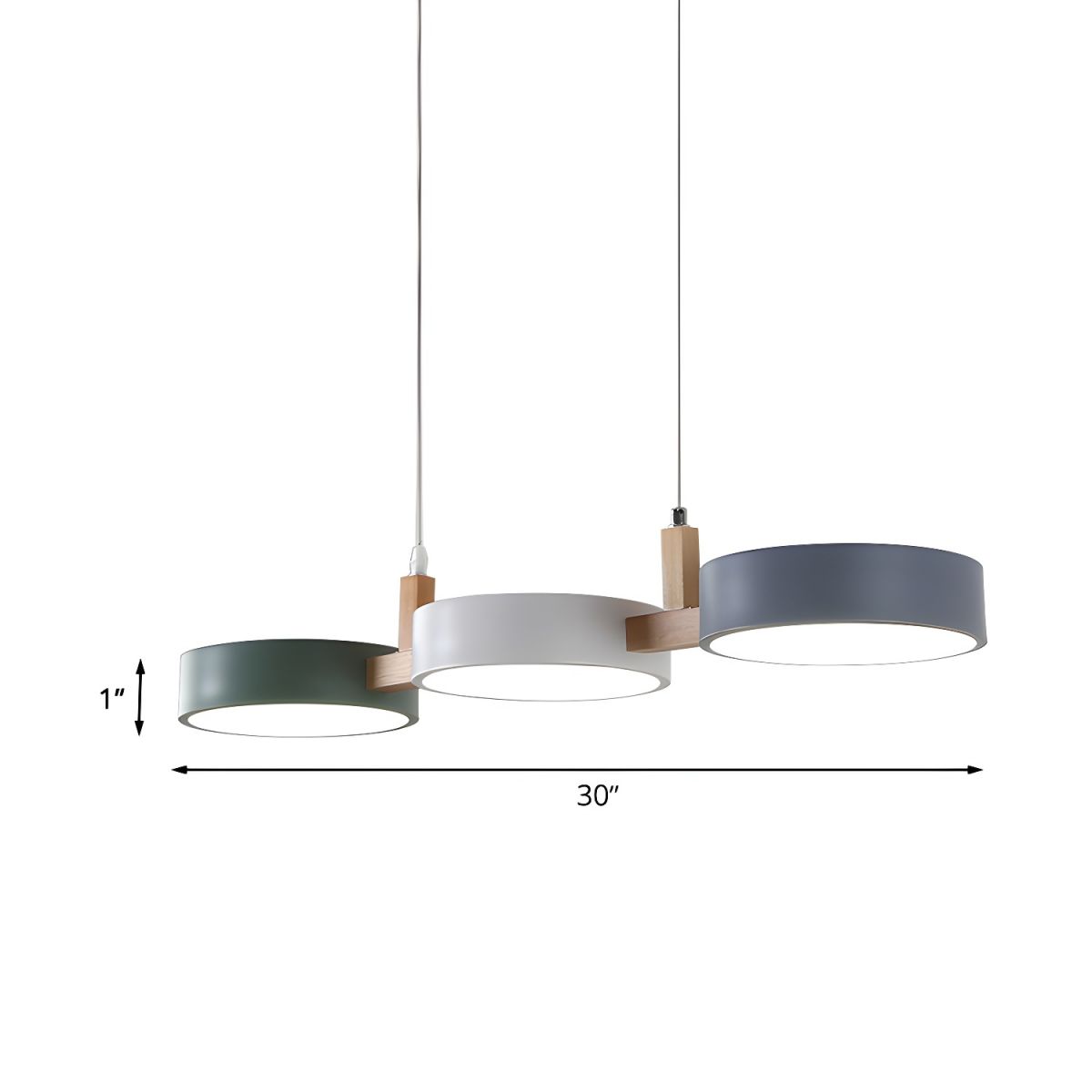 Modern 3 Light Metal Pendant Lamp White Grey Green