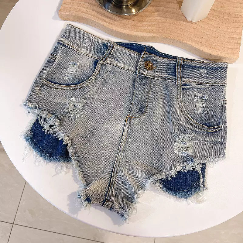 Women's Ripped Denim Micro Shorts
