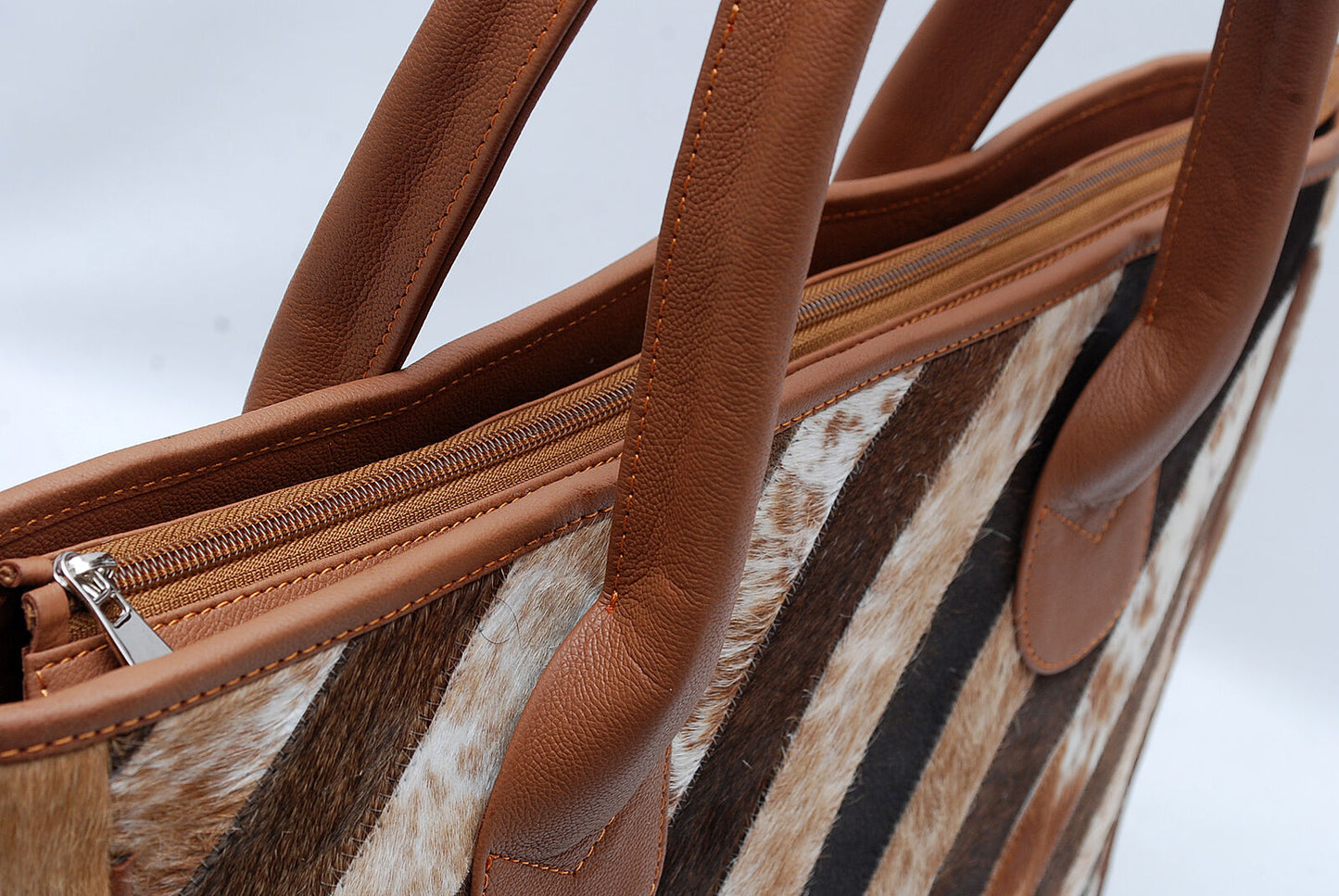 Natural Cowhide Patchwork Tote Shoulder Purse