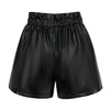 Genuine leather Casual Loose Wide Leg Cropped Shorts