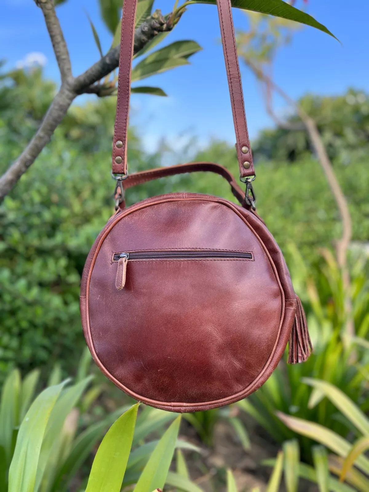 Hand Tooled Carving Leather Crossbody Bag