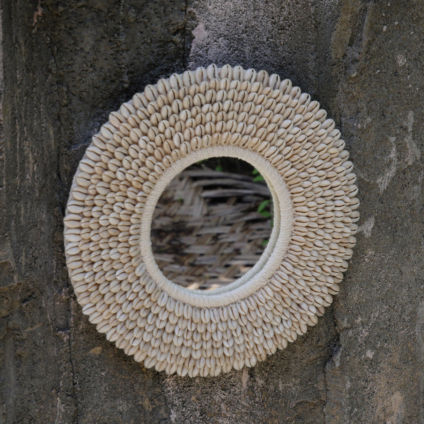 Papua Necklace Inspired Cowrie Shell Round Mirror