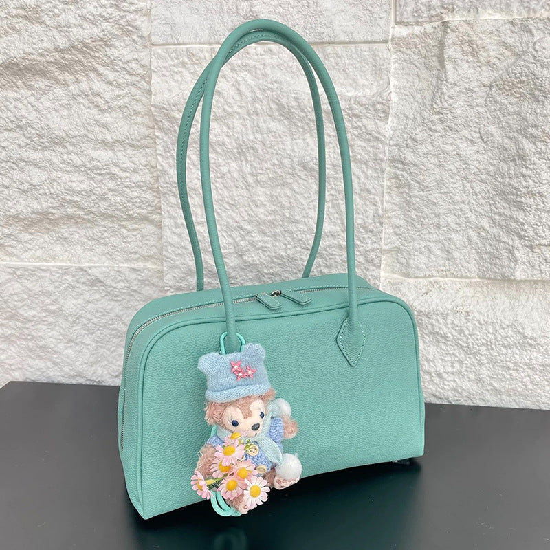 Genuine Leather Shoulder Bag for Women with Zipper Closure