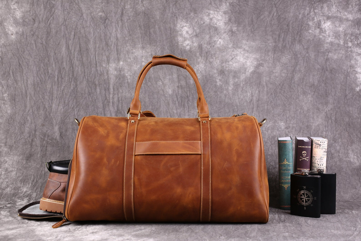 Genuine Leather Weekender Duffle Bag