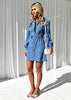 Women’s Denim Dress Long Sleeve Button Belted Jean Dress