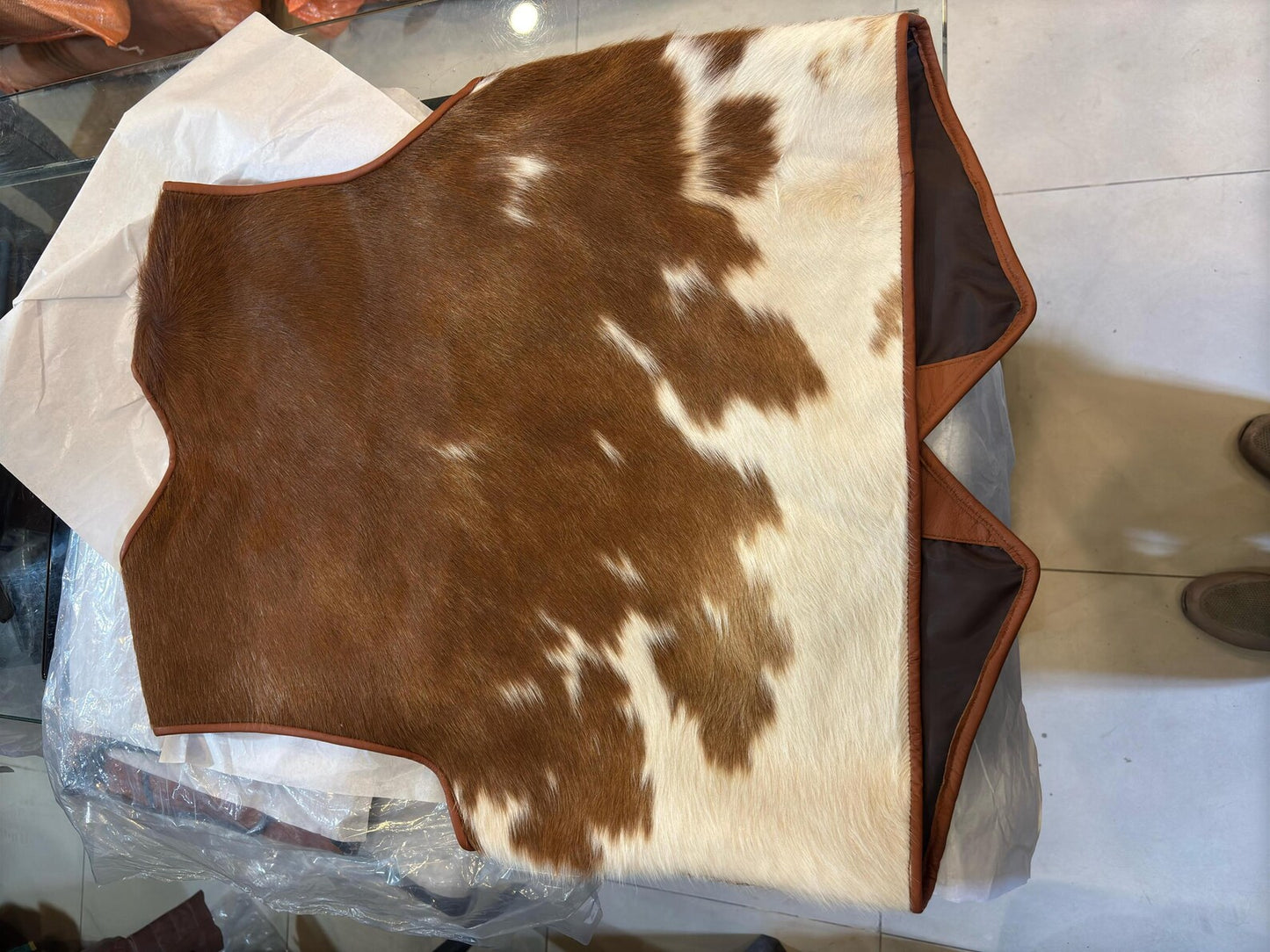 Cowhide Vest Brown White