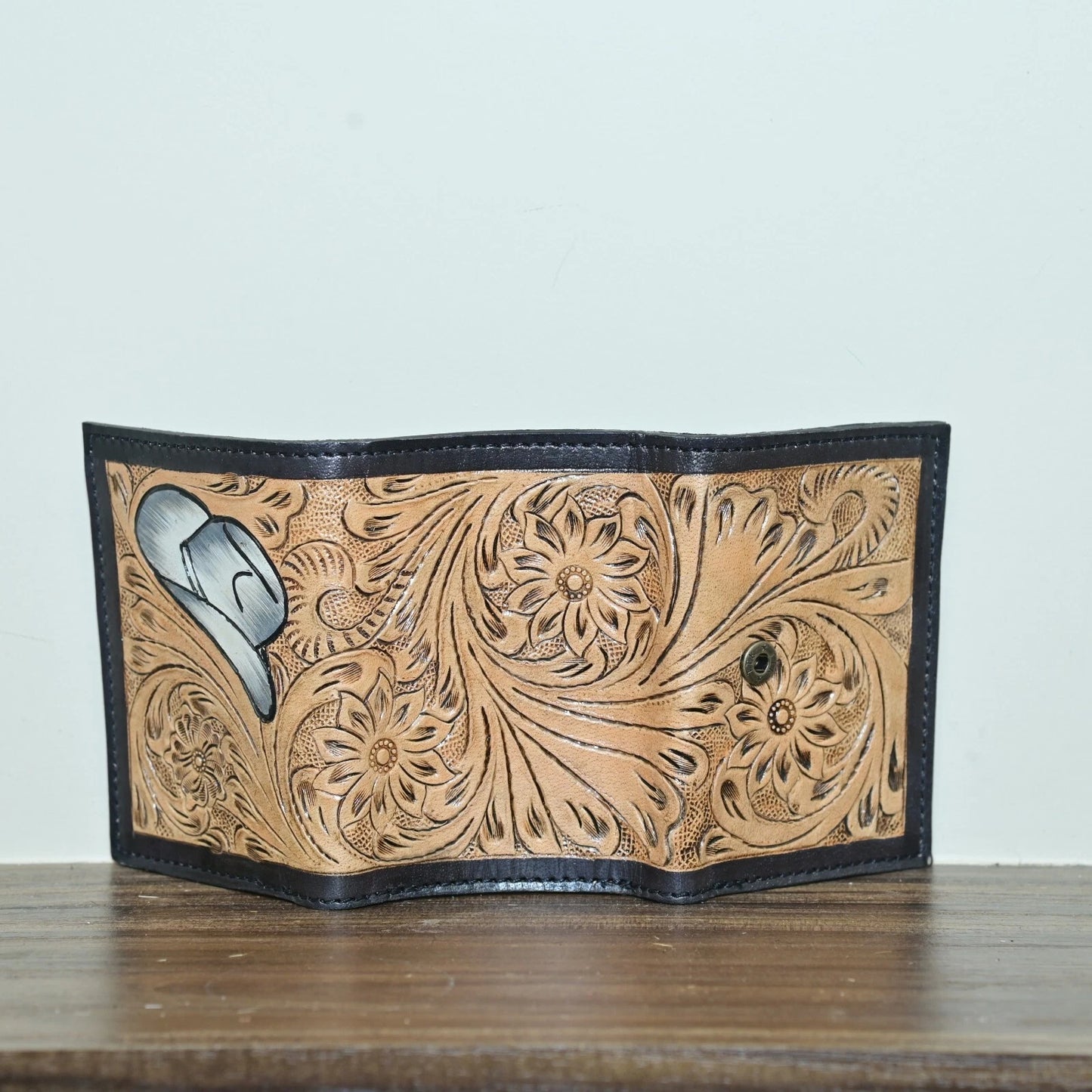 Western Cowboy Carved Tooled Leather Wallet for Men