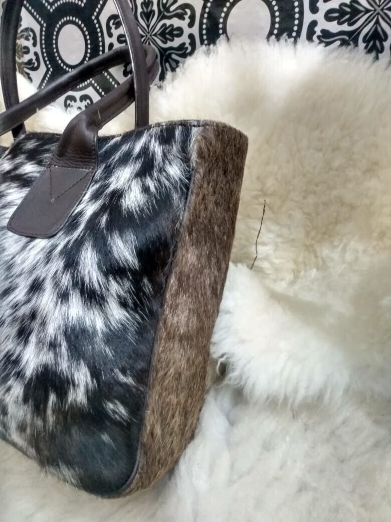 Black White Hair On Hide Purse