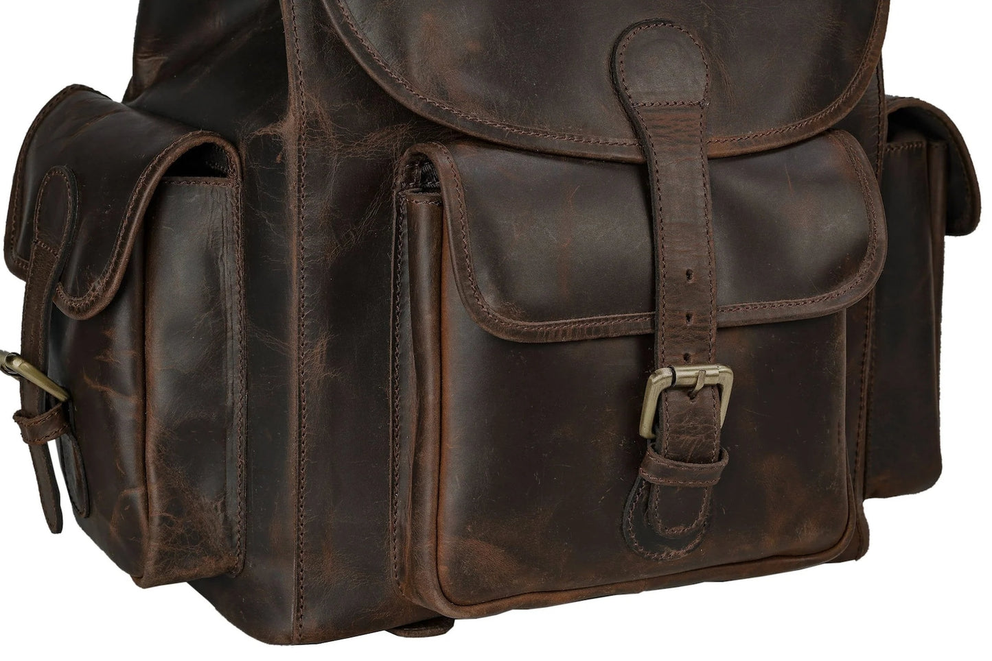 Black And Brown Leather Backpack