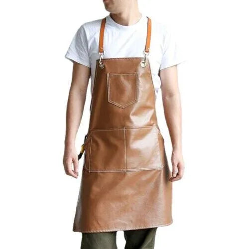 Brown Leather Apron BBQ Cooking