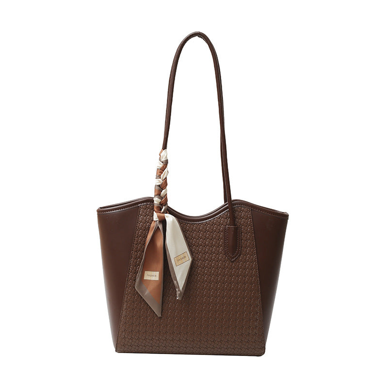 Women’s Texture Leather Shoulder Tote Bag Large Capacity