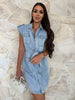 Sleeveless Mini Denim Belted Overall Dress