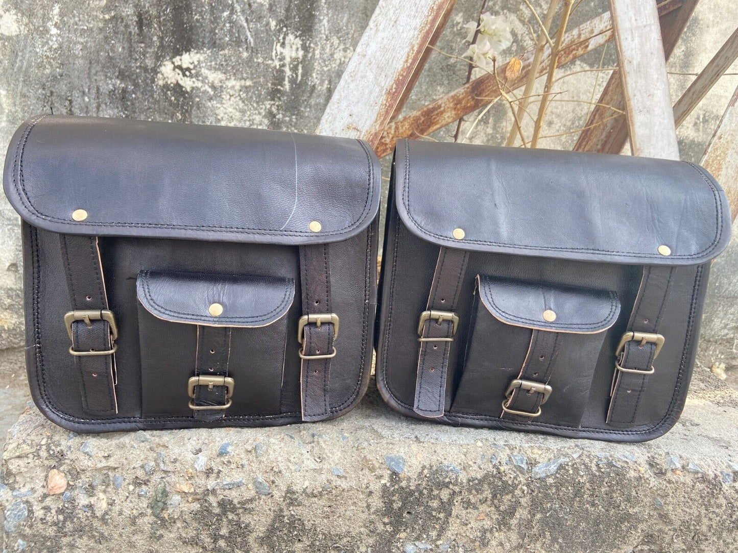 leather side bag for motorcycle saddlebag