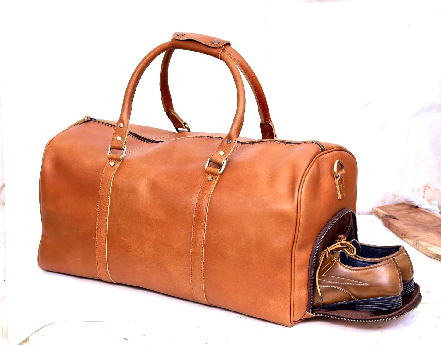 Large Leather Holdall Duffle Bag