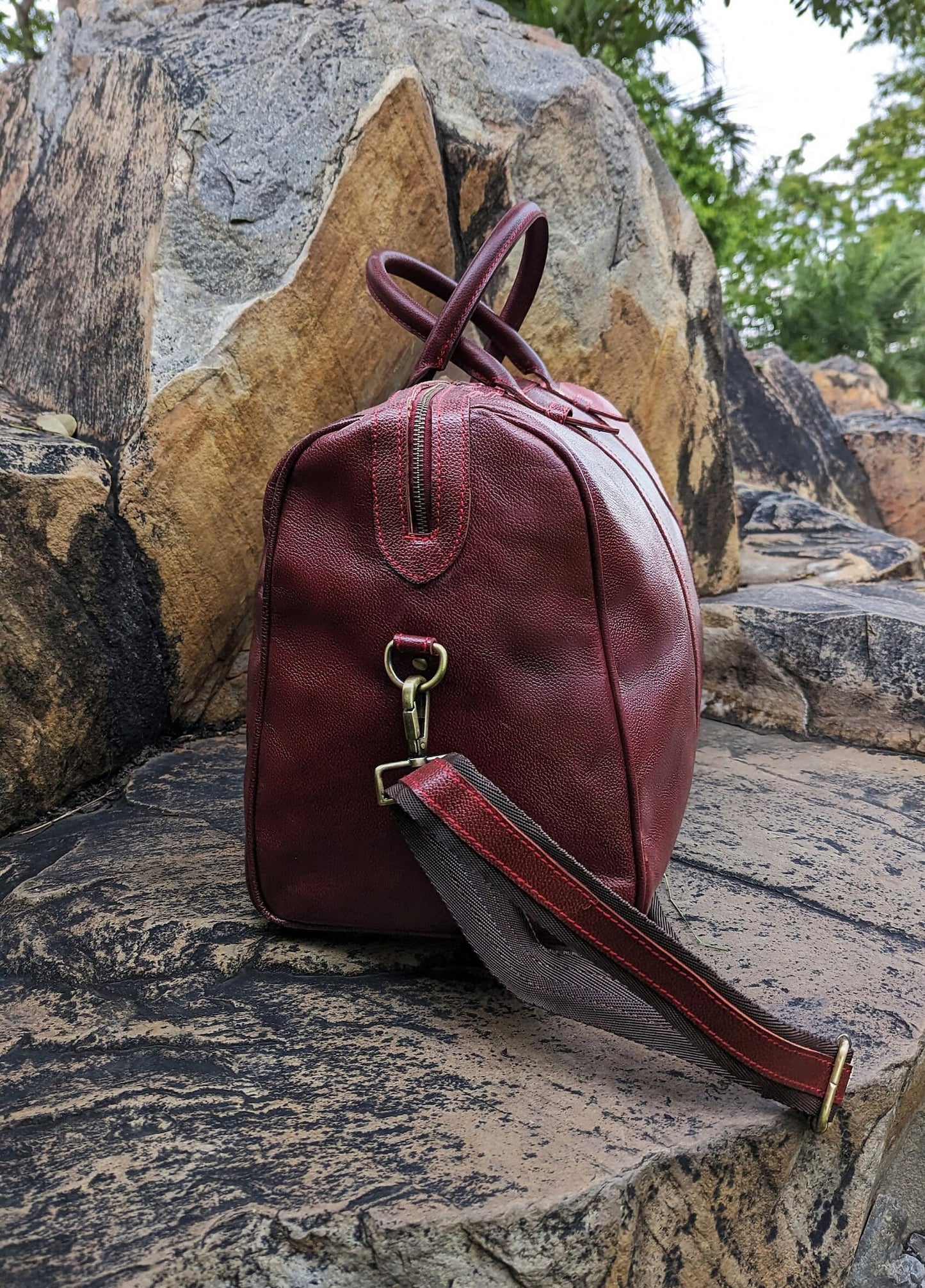 Leather Overnight Travel Duffle Bag for Men