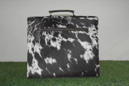 Black White Hair On Cowhide Briefcase Bag