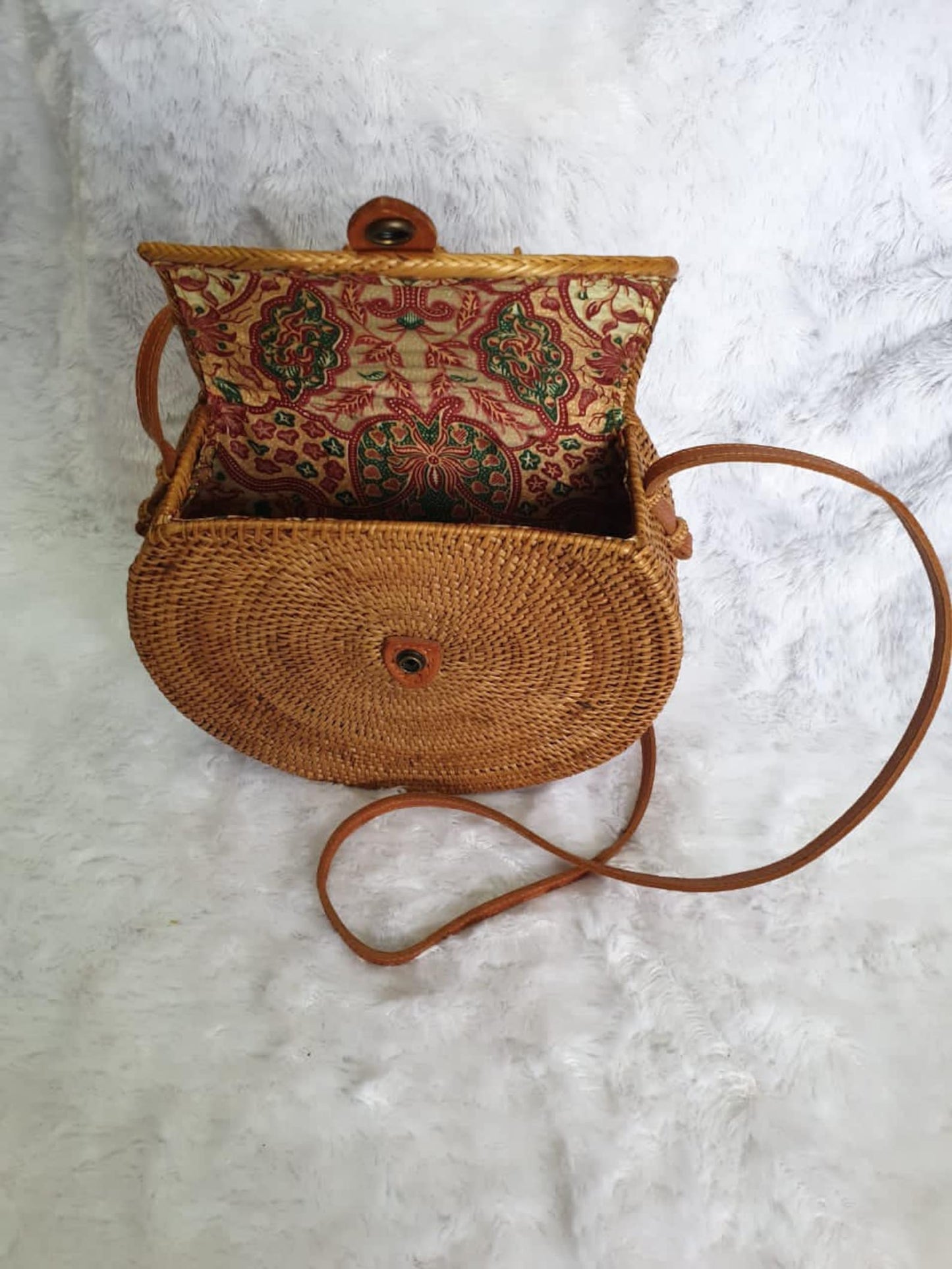 Real Rattan Crossbody Handbag