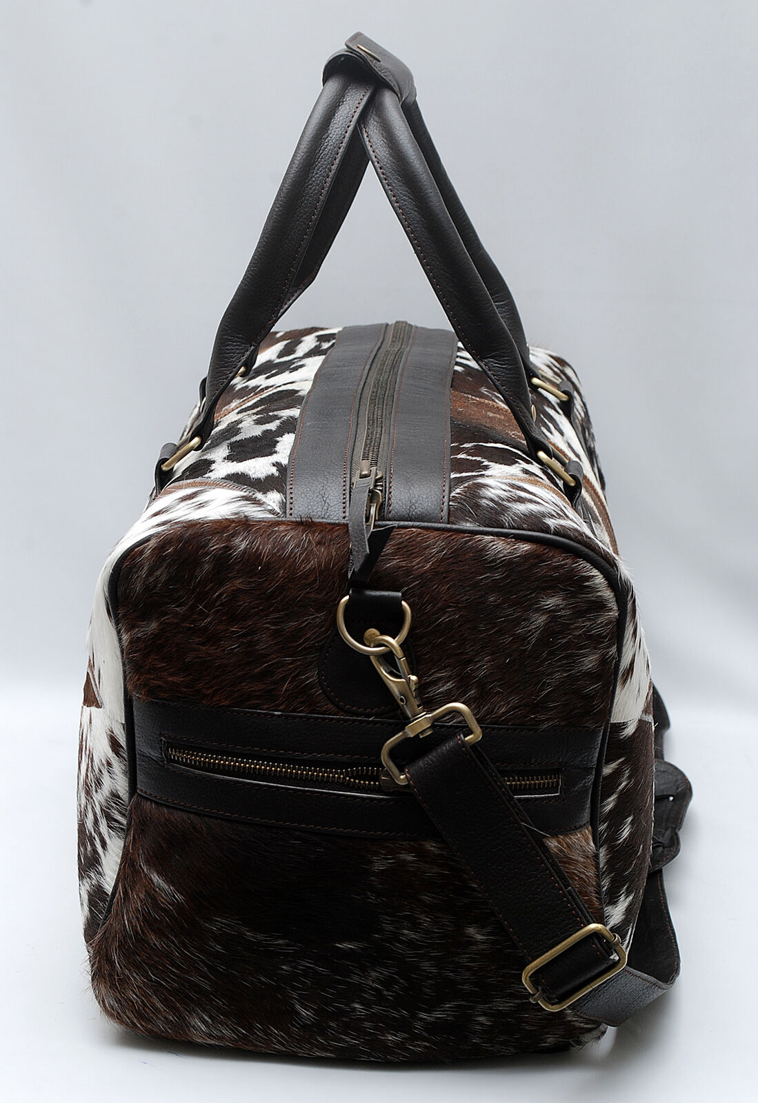 Tricolor Large Cowhide Weekender Bag