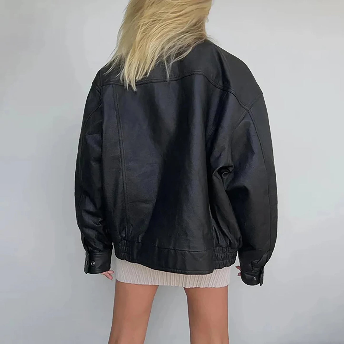 Oversized Leather Ladies Jacket
