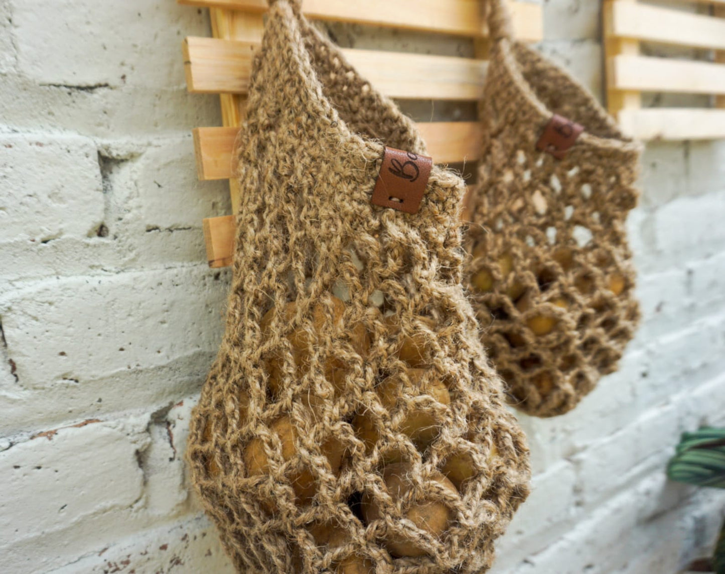 Jute fruit vegetable kitchen hanging basket