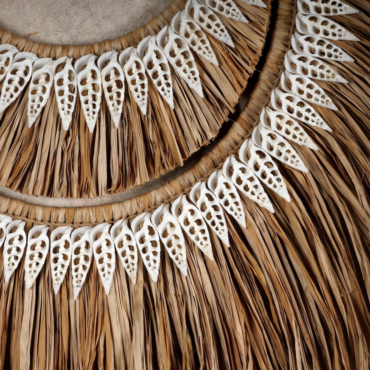 The papua natural raffia and shells wall hanging decor