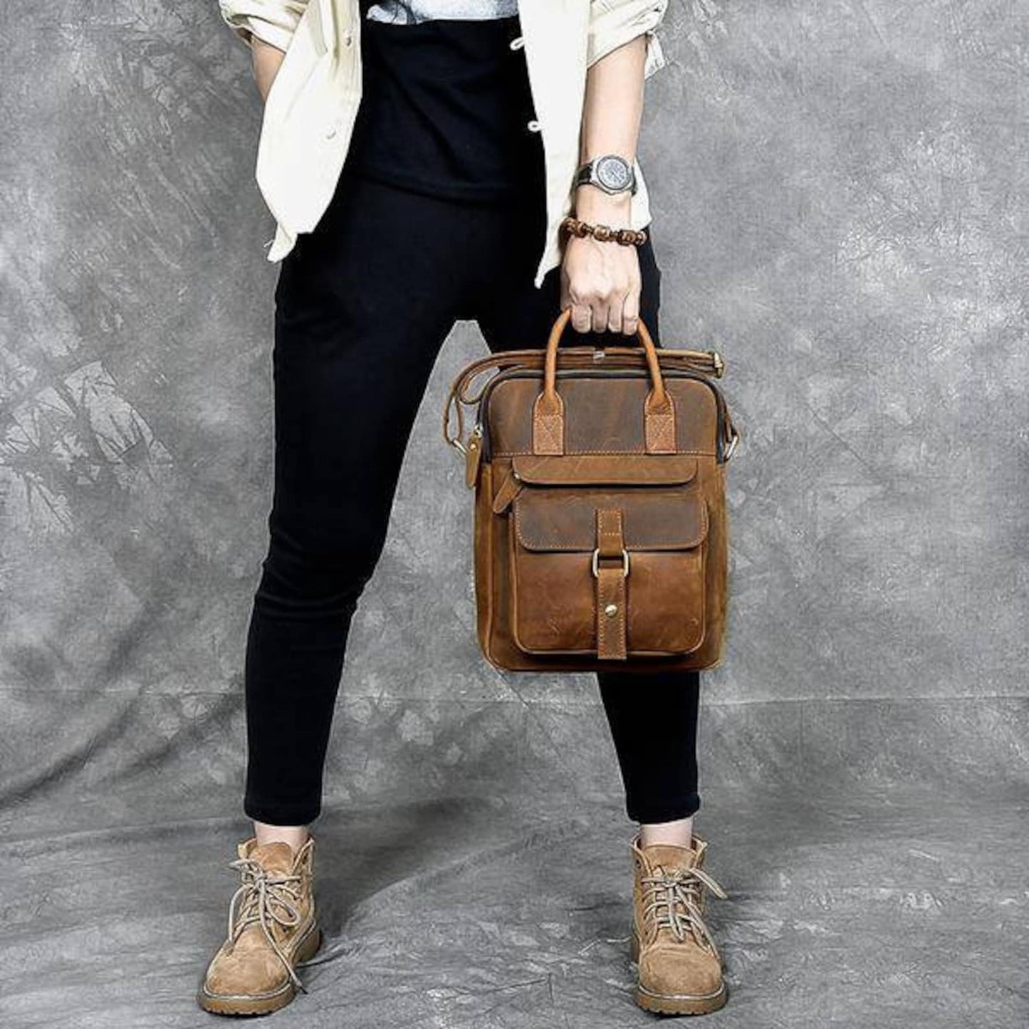 Unisex Genuine Leather Messenger Bag