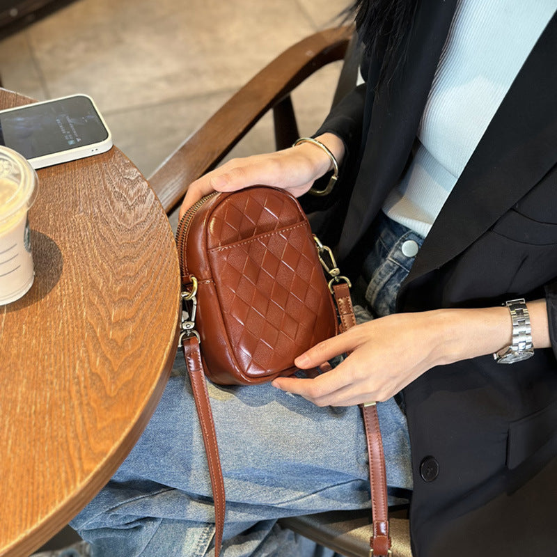 Leather Crossbody Phone Bag for Women